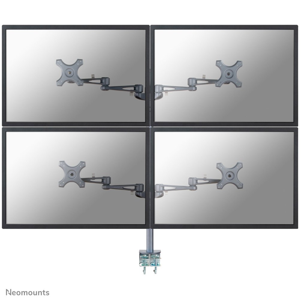 Bras support d'écran Neomounts FPMA-D935D4, 10 à 27 pouces, jusqu'à 6 kg, 4 écrans, VESA 75x75 à 100x100