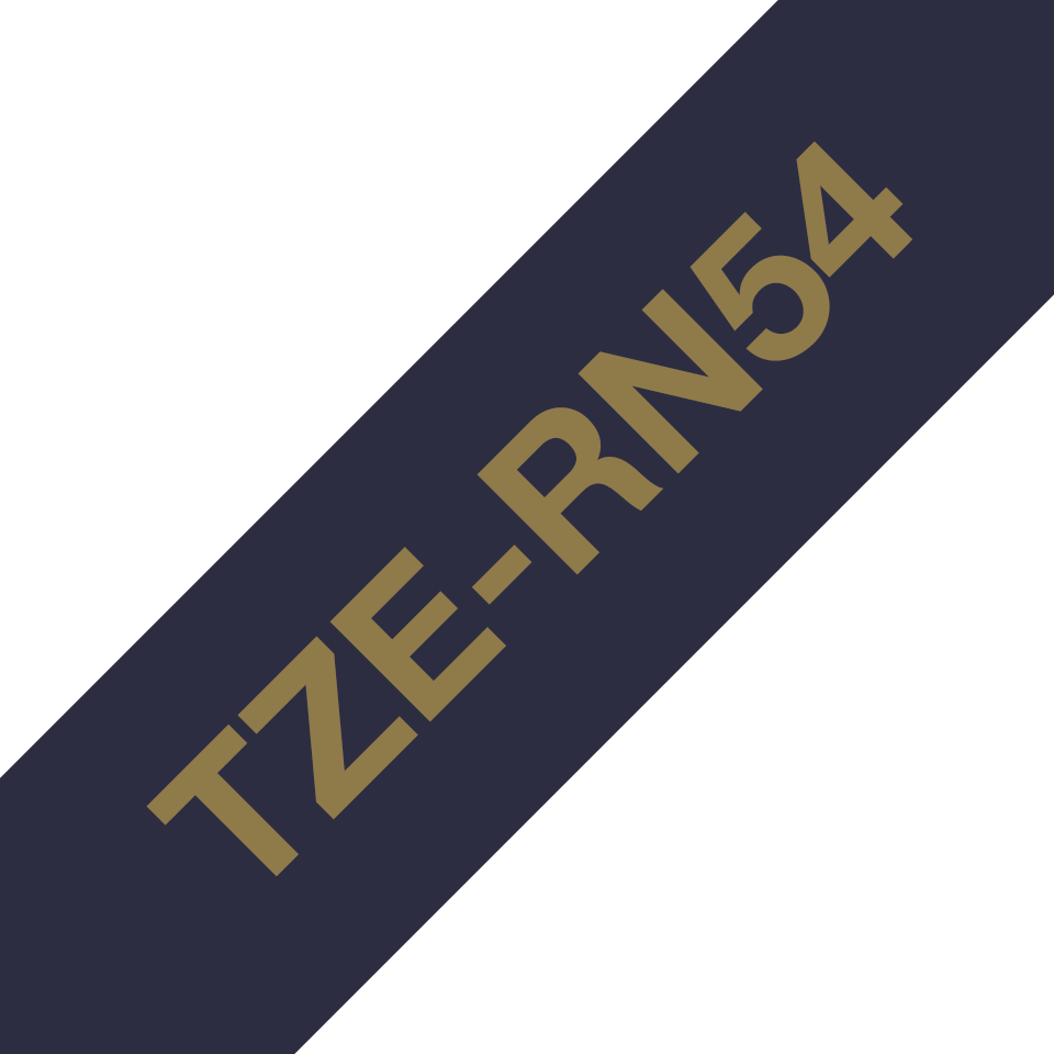 Brother TZe-RN54 / TZERN54 satin ribbon, gold on navy blue, 24 mm x 4 m