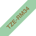 Brother TZe-RM34 / TZERM34 satin ribbon, gold on mint green, 12 mm x 4 m