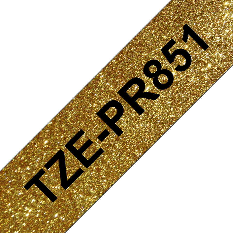 Ruban laminé premium Brother TZe-PR851 / TZEPR851, noir sur doré, 24 mm x 8 m