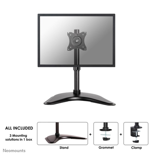 Neomounts NM-D335BLACK Monitorarm, 10 bis 30 Zoll, bis 10 kg, VESA 75x75 bis 100x100, Neigen, Rotieren, Schwenken