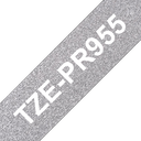 Ruban laminé premium Brother TZe-PR955 / TZEPR955, blanc sur argent, 24 mm x 8 m