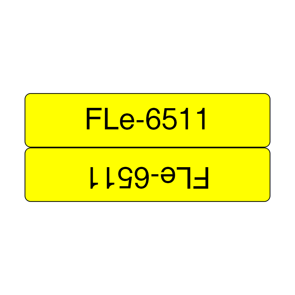 Étiquettes drapeaux prédécoupées Brother FLe-6511 / FLE6511, noir sur jaune, 21 x 45 mm, 72 étiquettes