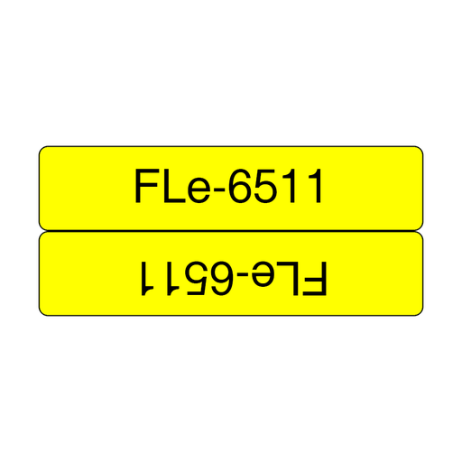 Étiquettes drapeaux prédécoupées Brother FLe-6511 / FLE6511, noir sur jaune, 21 x 45 mm, 72 étiquettes