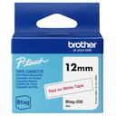Ruban non laminé Brother BTAG-232 / BTAG232, rouge sur blanc, 12 mm