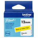 Ruban non laminé Brother BTAG-631 / BTAG631, noir sur jaune, 12 mm