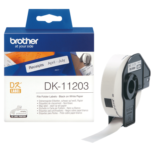 Brother DK-11203 / DK11203 die-cut labels, black on white, 17 x 87 mm, 300 labels