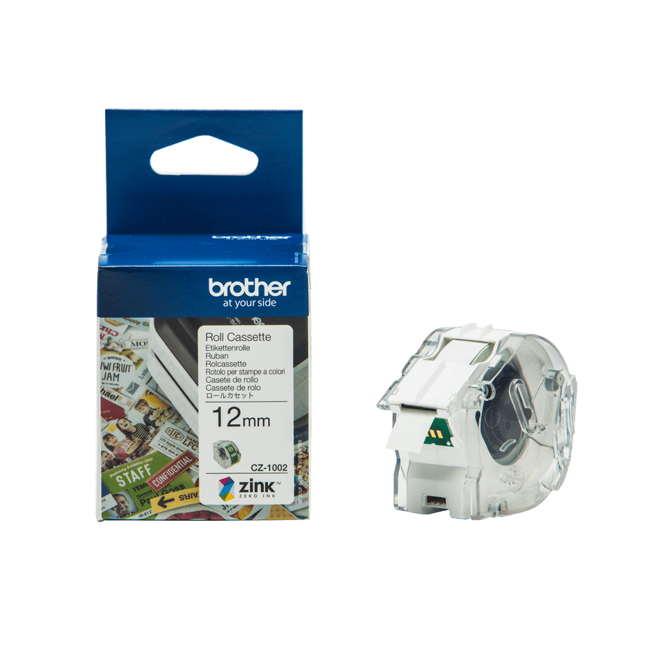 Brother Vollfarb-Etikettenrolle CZ-1002 / CZ1002, 12 mm x 5 m