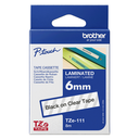 Ruban laminé Brother TZe-111 / TZE111, noir sur transparent, 6 mm x 8 m