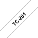 Ruban laminé Brother TC-201 / TC201, noir sur blanc, 12 mm x 7,7 m